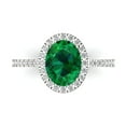 thumbnail image 1 of Halo Engagement Ring for Women - 2.27ct Simulated Emerald in 18K White Gold Promise Ring, 1 of 6