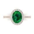 thumbnail image 1 of Solitaire with Accents Engagement Ring for Women - 2.27ct Simulated Emerald in 14K Rose Gold Promise Ring, 1 of 7