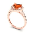 thumbnail image 1 of 2.27 ct Brilliant Heart Cut Red Zircon 14k Rose Gold Halo Solitaire with Accents Bridal Wedding Engagement Promise Anniversary Ring for Women size 4.25, 1 of 7