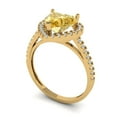 thumbnail image 1 of 2.27 ct Brilliant Heart Cut Yellow Zircon 14k Yellow Gold Halo Solitaire with Accents Bridal Wedding Engagement Promise Anniversary Ring for Women size 10, 1 of 7