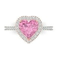 thumbnail image 1 of Halo Engagement Ring for Women - 2.285ct Simulated Pink Diamond in 14K White/Rose Gold Promise Ring, 1 of 6