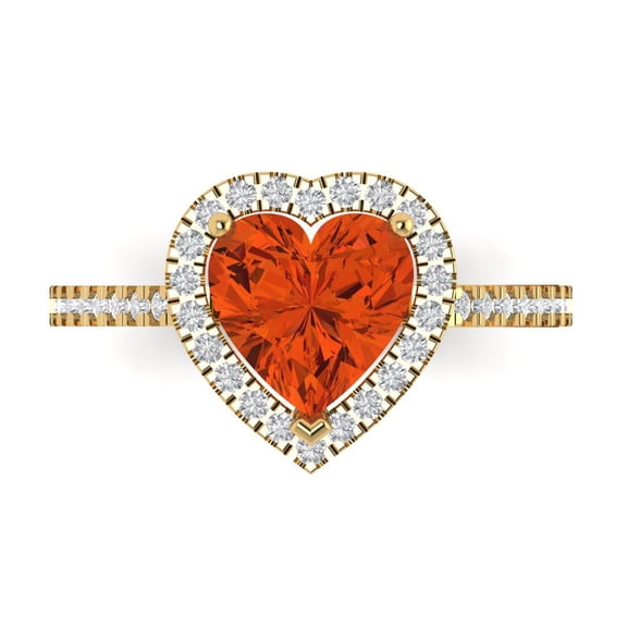 Halo Engagement Ring for Women - 2.285ct Simulated Red Diamond in 18K Yellow Gold Promise Ring