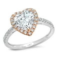 thumbnail image 1 of 2.27 ct Heart Cut Genuine Cultured Diamond VS1-VS2 J-K 18K White Rose Gold Halo Promise Wedding Statement Engagement Designer Ring size 6.5, 1 of 7