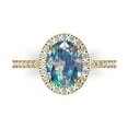 thumbnail image 1 of 2.27 ct Oval Cut Blue Moissanite Solitaire with Accents Engagement Ring for Women in 18K Yellow Gold, 1 of 5