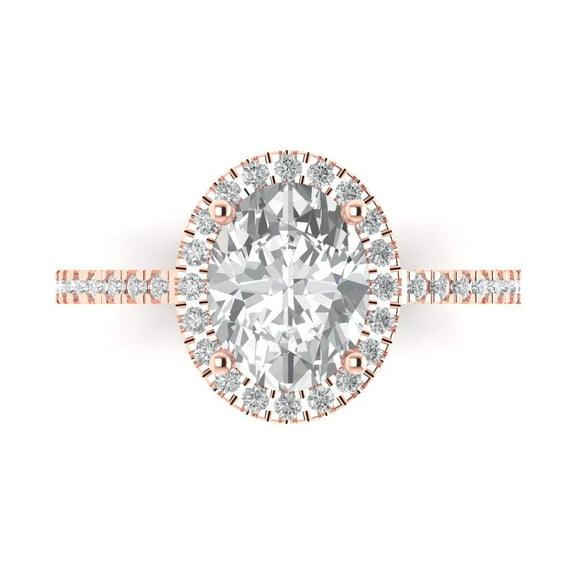 Clara Pucci 14K Rose Gold 2.27ct Moissanite Solitaire with Accents Ring