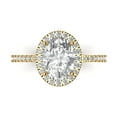 thumbnail image 1 of 2.27 ctw Solitaire with Zirconia Diamond Accents Anniversary Ring for Women | Oval Cut Moissanite | Hyperallergenic Solid 18K Yellow Gold, 1 of 5