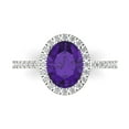 thumbnail image 1 of Clara Pucci 14K White Gold Solid Gold Amethyst Halo Anniversary Ring for Women - 2.27 cttw Oval Cut, 1 of 7
