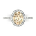 thumbnail image 1 of 2.27 ctw with Simulated Diamond Halo Accents Anniversary Ring for Women | Oval Cut Natural Morganite | Hyperallergenic Solid 18K White Gold, 1 of 5
