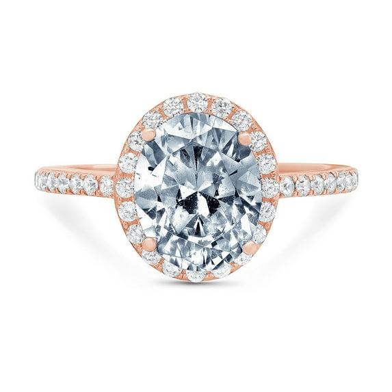 2.27 ct Oval Cut Natural Sky Blue Topaz Solitaire with Accents Engagement Ring for Women in 18K Rose Gold