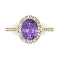 thumbnail image 1 of 2.27 ct Oval Cut Simulated Alexandrite Solitaire with Accents Engagement Ring for Women in 18K Yellow Gold, 1 of 5
