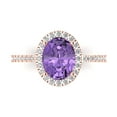 thumbnail image 1 of Clara Pucci 14K Rose Gold Solid Gold Alexandrite Solitaire with Accents Anniversary Ring for Women - 2.27 cttw Oval Cut, 1 of 7