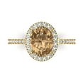 thumbnail image 1 of 2.27 ct Oval Cut Simulated Champagne Diamond Solitaire with Accents Engagement Ring for Women in 18K Yellow Gold, 1 of 5