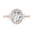 thumbnail image 1 of 2.27 ct Oval Cut Simulated Diamond Solitaire with Accents Engagement Ring for Women in 18K Rose Gold, 1 of 1