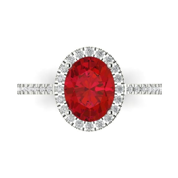 Clara Pucci 14K White Gold 2.27ct Tourmaline Halo Ring for Women