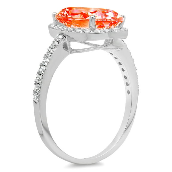 2.27 ct Oval Cut Simulated Red Diamond Halo Engagement Ring for Women in 18K White Gold
