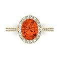 thumbnail image 1 of Clara Pucci 14K Yellow Gold Solid Gold Red Solitaire with Accents Anniversary Ring for Women - 2.27 cttw Oval Cut, 1 of 7