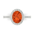 thumbnail image 1 of 2.27 ctw with Simulated Diamond Halo Accents Anniversary Ring for Women | Oval Cut Simulated Red Diamond | Hyperallergenic Solid 18K White Gold, 1 of 5