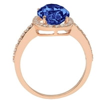2.27 ct Oval Cut Simulated Tanzanite Solitaire with Accents Engagement Ring for Women in 18K Rose Gold