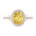thumbnail image 1 of 2.27 ctw Solitaire with Zirconia Diamond Accents Anniversary Ring for Women | Oval Cut Simulated Yellow Diamond | Hyperallergenic Solid 18K Rose Gold, 1 of 5