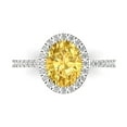 thumbnail image 1 of Clara Pucci 14K White Gold Solid Gold Yellow Halo Anniversary Ring for Women - 2.27 cttw Oval Cut, 1 of 7