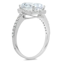2.27 ct Oval Cut White Sapphire Halo Engagement Ring for Women in 14K White Gold