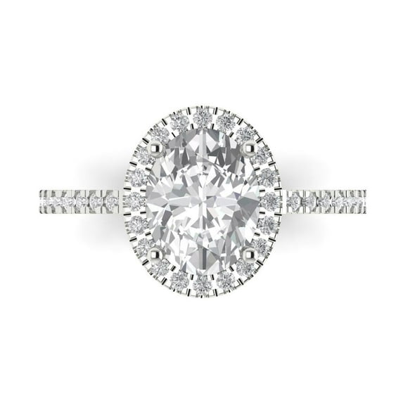Halo Engagement Ring for Women - 2.27ct Moissanite in 14K White Gold Promise Ring