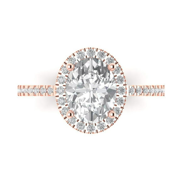 Solitaire with Accents Engagement Ring for Women - 2.27ct Moissanite in 18K Rose Gold Promise Ring