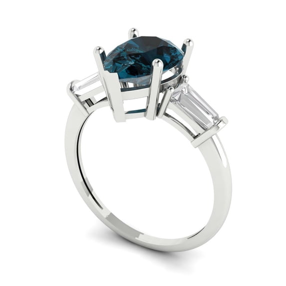 2.27ct Heart Cut Blue Moissanite 14k White Rose Gold Engraving Statement Bridal Wedding Halo Designer Ring Size 10.25