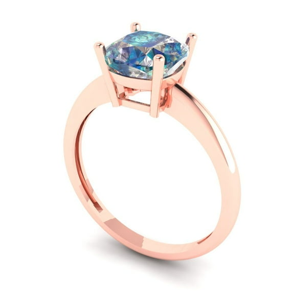 2.27ct Heart Cut Blue Natural Aquamarine 14k White Rose Gold Engraving Statement Bridal Wedding Halo Designer Ring Size 10.25