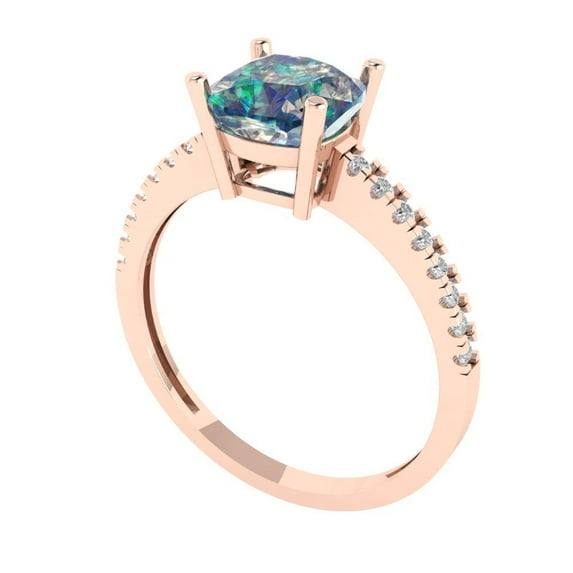 2.27ct Heart Cut Blue Natural Sky Blue Topaz 18k White Rose Gold Engraving Statement Bridal Wedding Halo Designer Ring Size 8.5