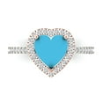 thumbnail image 1 of Clara Pucci 14K White/Rose Gold 2.29ct Turquoise Halo Ring for Women, 1 of 8