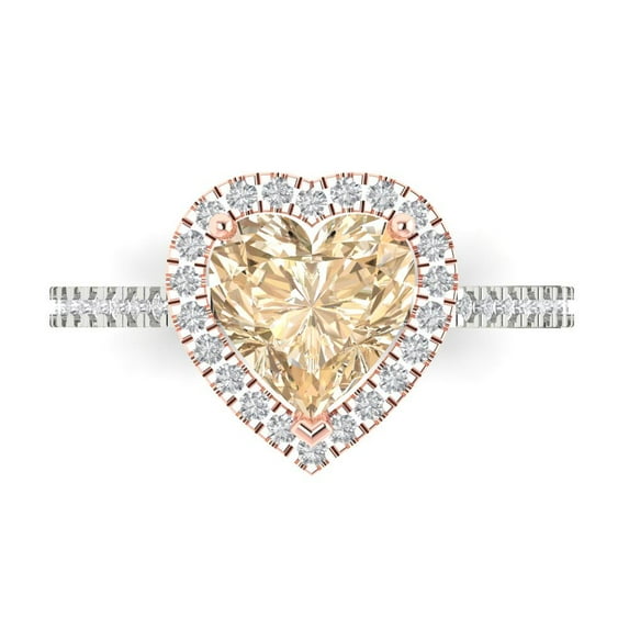 Clara Pucci 14K White/Rose Gold 2.29ct Morganite Halo Ring for Women