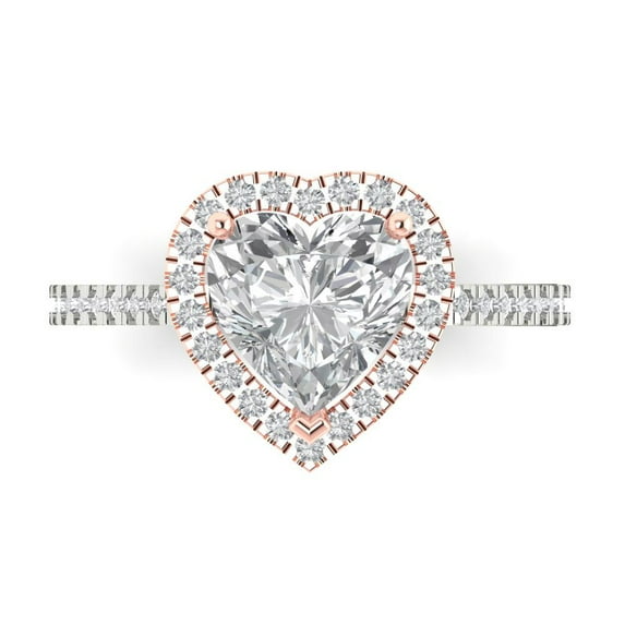 Clara Pucci 14K White/Rose Gold 2.29ct WhiteSapphire Halo Ring for Women