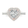 thumbnail image 1 of Clara Pucci 14K White/Rose Gold 2.29ct WhiteSapphire Halo Ring for Women, 1 of 8