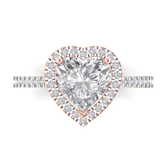 Clara Pucci 14K White/Rose Gold 2.29ct WhiteSapphire Halo Ring for Women
