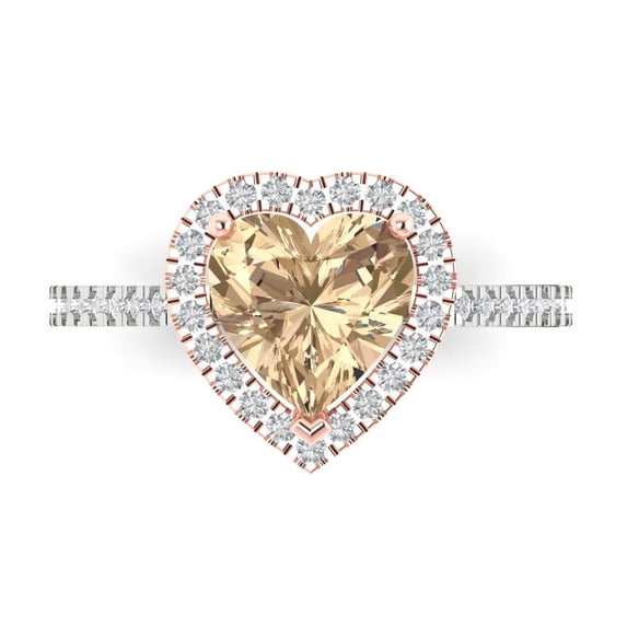 Clara Pucci 14K White/Rose Gold 2.29ct YellowMoissanite Halo Ring for Women