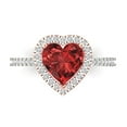 thumbnail image 1 of Clara Pucci 14K White/Rose Gold Solid Gold Garnet Halo Anniversary Ring for Women - 2.285 cttw Heart Cut, 1 of 8