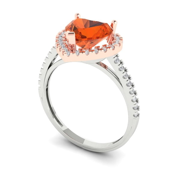 2.27ct heart cut red Zircon 18k white rose gold halo Bridal Wedding Engagement Promise Anniversary Ring for Women size 4.5