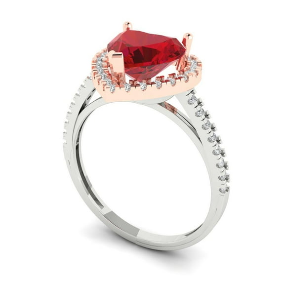 2.27ct heart cut tourmaline 18k 2 tone gold halo Bridal Wedding Engagement Promise Anniversary Ring for Women size 6.5