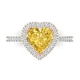 thumbnail image 1 of Clara Pucci 14K White/Rose Gold Solid Gold Yellow Halo Anniversary Ring for Women - 2.285 cttw Heart Cut, 1 of 8