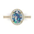thumbnail image 1 of 2.27 ct Oval Cut Blue Moissanite Solitaire with Simulated Diamond Accents 14K Yellow Gold Womens Engagement Ring, 1 of 5