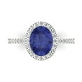 thumbnail image 1 of 2.27 ct Oval Cut Simulated Tanzanite with Simulated Diamond Halo Accents 18K White Gold Womens Engagement Ring, 1 of 5