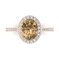 thumbnail image 1 of Clara Pucci 14K Rose Gold Solid Gold Champagne Solitaire with Accents Anniversary Ring for Women - 2.27 cttw Oval Cut, 1 of 7