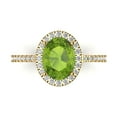 thumbnail image 1 of Clara Pucci 14K Yellow Gold Solid Gold Peridot Solitaire with Accents Anniversary Ring for Women - 2.27 cttw Oval Cut, 1 of 7