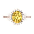 thumbnail image 1 of 2.27 ctw Solitaire with Zirconia Diamond Accents Anniversary Ring for Women | Oval Cut Natural Citrine | Hyperallergenic Solid 18K Rose Gold, 1 of 5