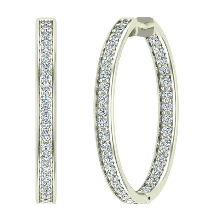 Men's Diamond Greek Key Stud Earrings 1/2 ct tw Round-cut 10K White Gold