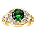 thumbnail image 1 of AFFY 2.28 Carat Round Shape Simulated Emerald & Natural Diamond Filigree Engagement Ring 14K Solid Yellow Gold Ring Size-7, 1 of 2