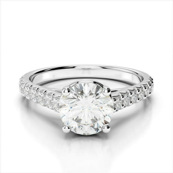 Diamond-Capitals Solitaire Round Cut Diamond Engagement Ring 2.28 ct White Gold