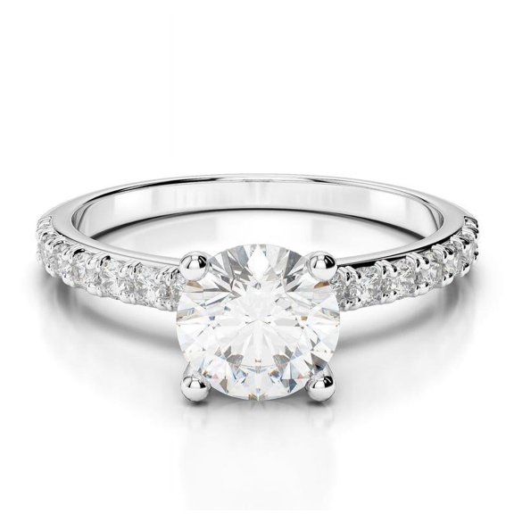 2.28 Ct Solitaire Round Natural Moissanite Diamond Wedding Beautiful Rings For Women Solid 14K White Gold