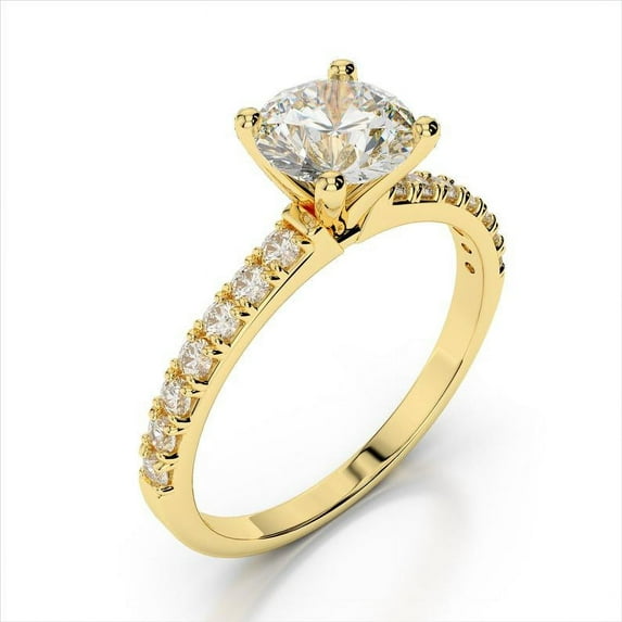 2.28 Ct Stunning Round Diamond Bridal Rings Solid 18K Yellow Gold Size 5.5